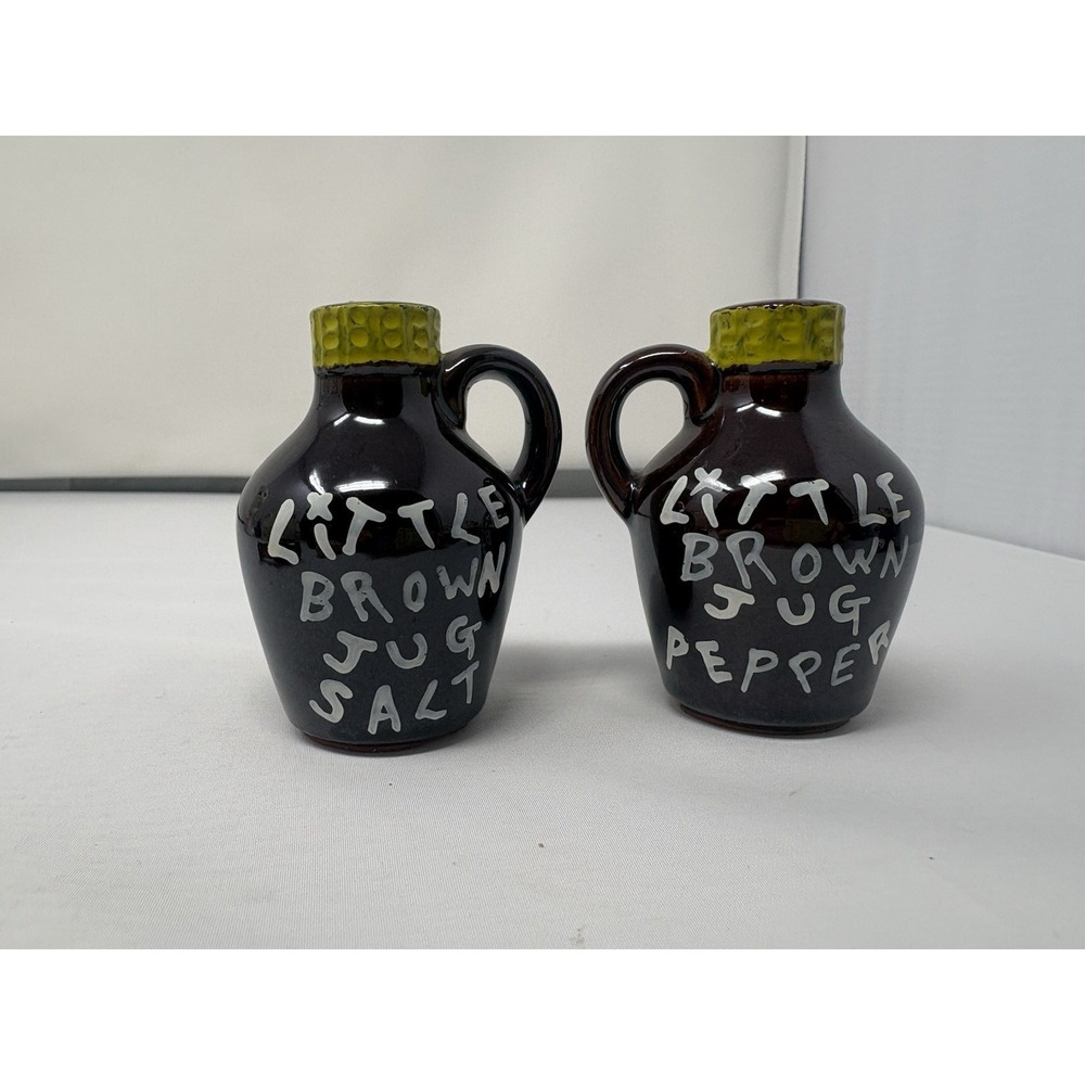 Vintage Japan Ceramic Little Brown Jug Salt & Pepper Shakers 1950's